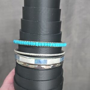Silver and Turquoise Bracelet Set